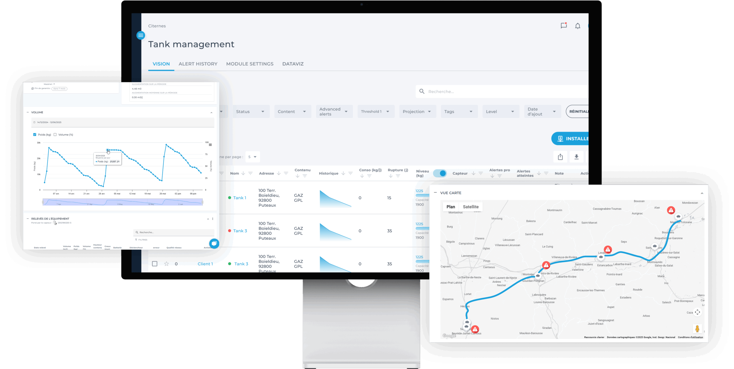 solution de suivi d'un ensemble de citerne de mazout four data iot solution